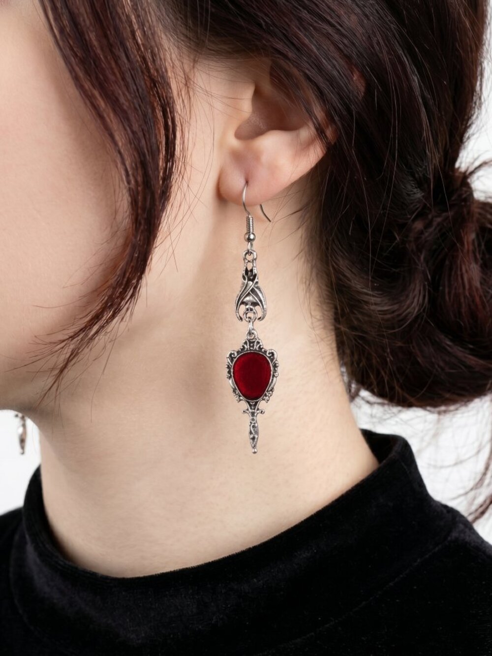 *Vintage Antique Silver Gothic Punk Halloween Dangling Earrings